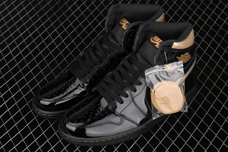 All categories Air Jordan Jordan series basketball shoes Air Jordan 1 High pure original version Air Jordan 1 High OG "Metallic Gold" AJ1 Joe 1 black gold patent leather 555088-032
